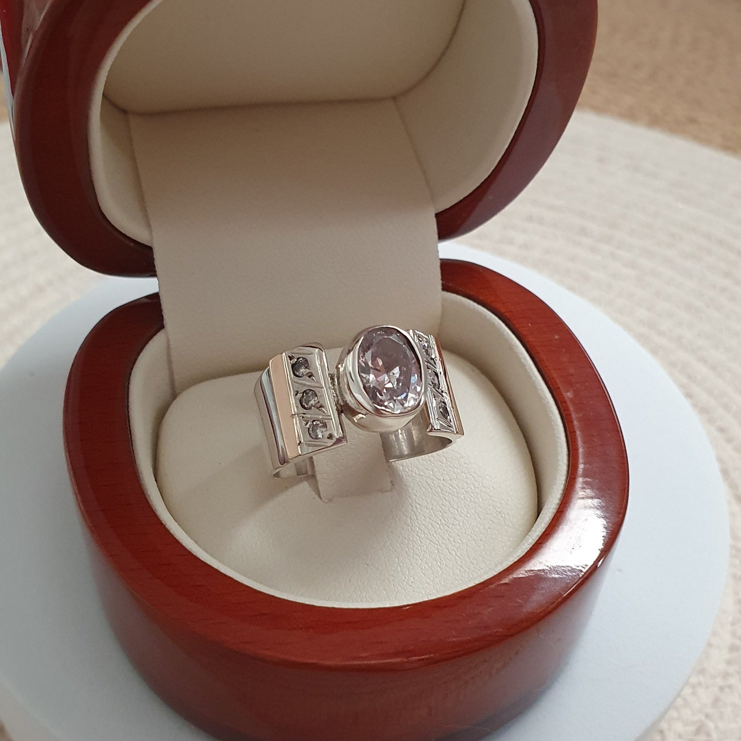 Anillo Blanco Plata con Oro 18kl.