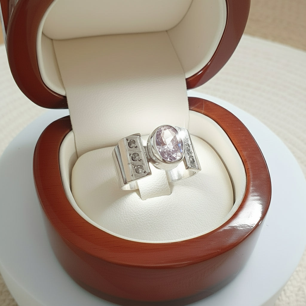 Anillo Blanco Plata con Oro 18kl.