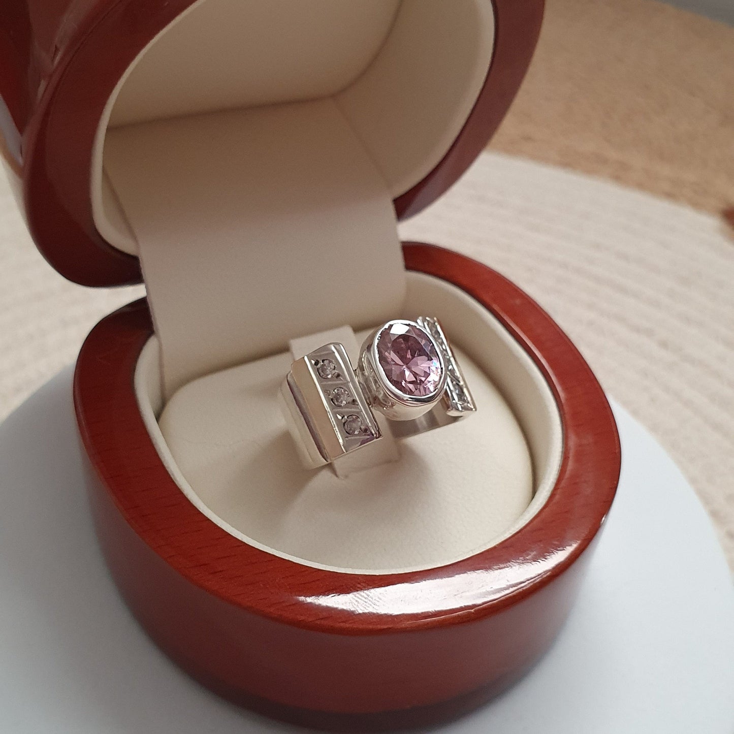 Anillo Rosa Plata con Oro 18kl.