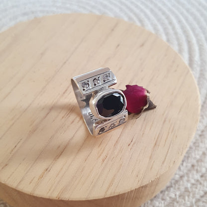 Anillo Negro Plata con Oro 18kl. - Joyas Alicanto