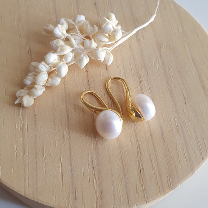 Aro Plata Dorada con Perla Natural - Joyas Alicanto
