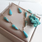 Conjunto Gota Plata con Piedra Turquesa Natural - Joyas Alicanto