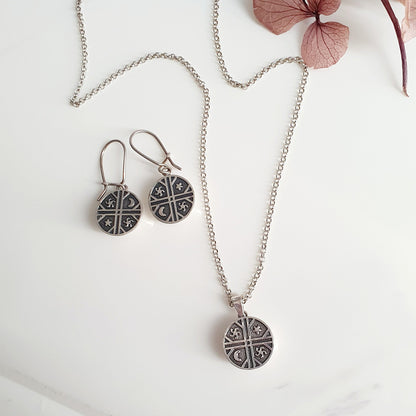 Conjunto Plata Nacional Kultrun Mapuche - Joyas Alicanto