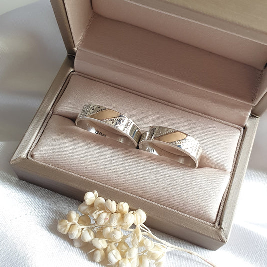 Anillo Alianza Plata con Oro 18kl - Joyas Alicanto