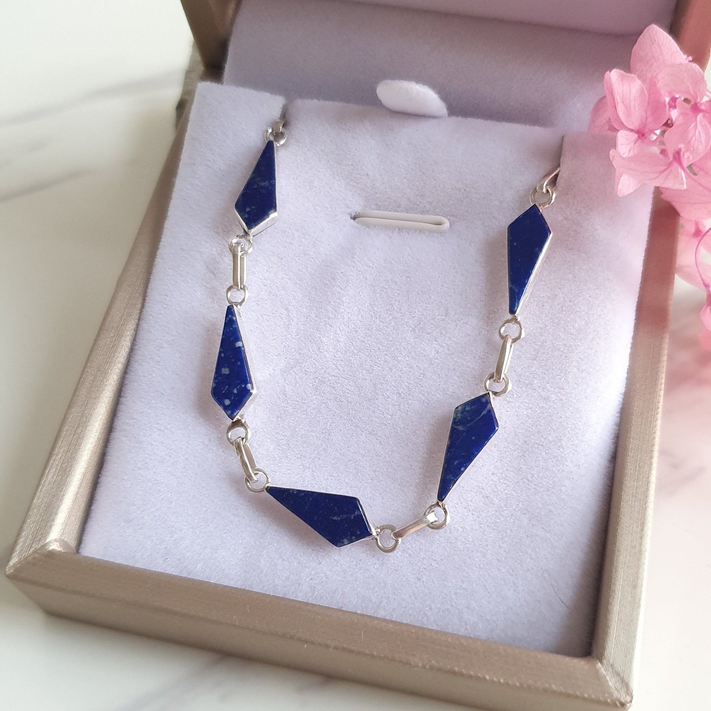 Pulsera Plata  Lapislázuli