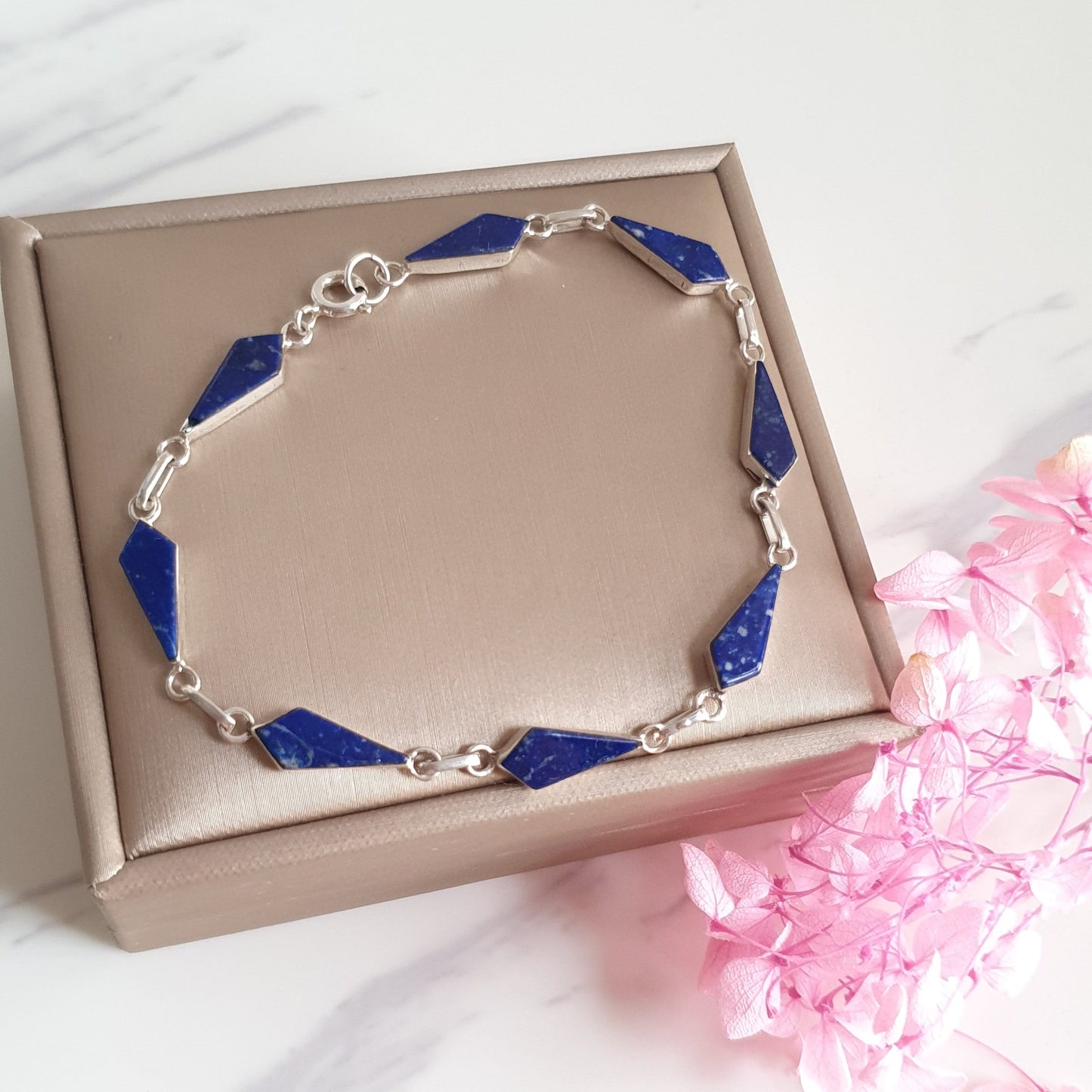 Pulsera Plata  Lapislázuli