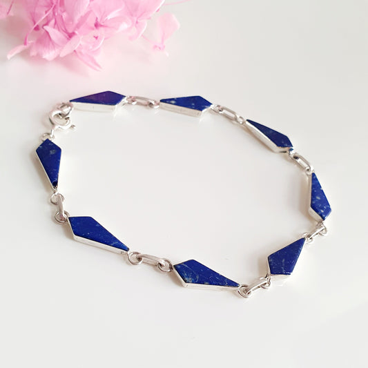 Pulsera Plata  Lapislázuli