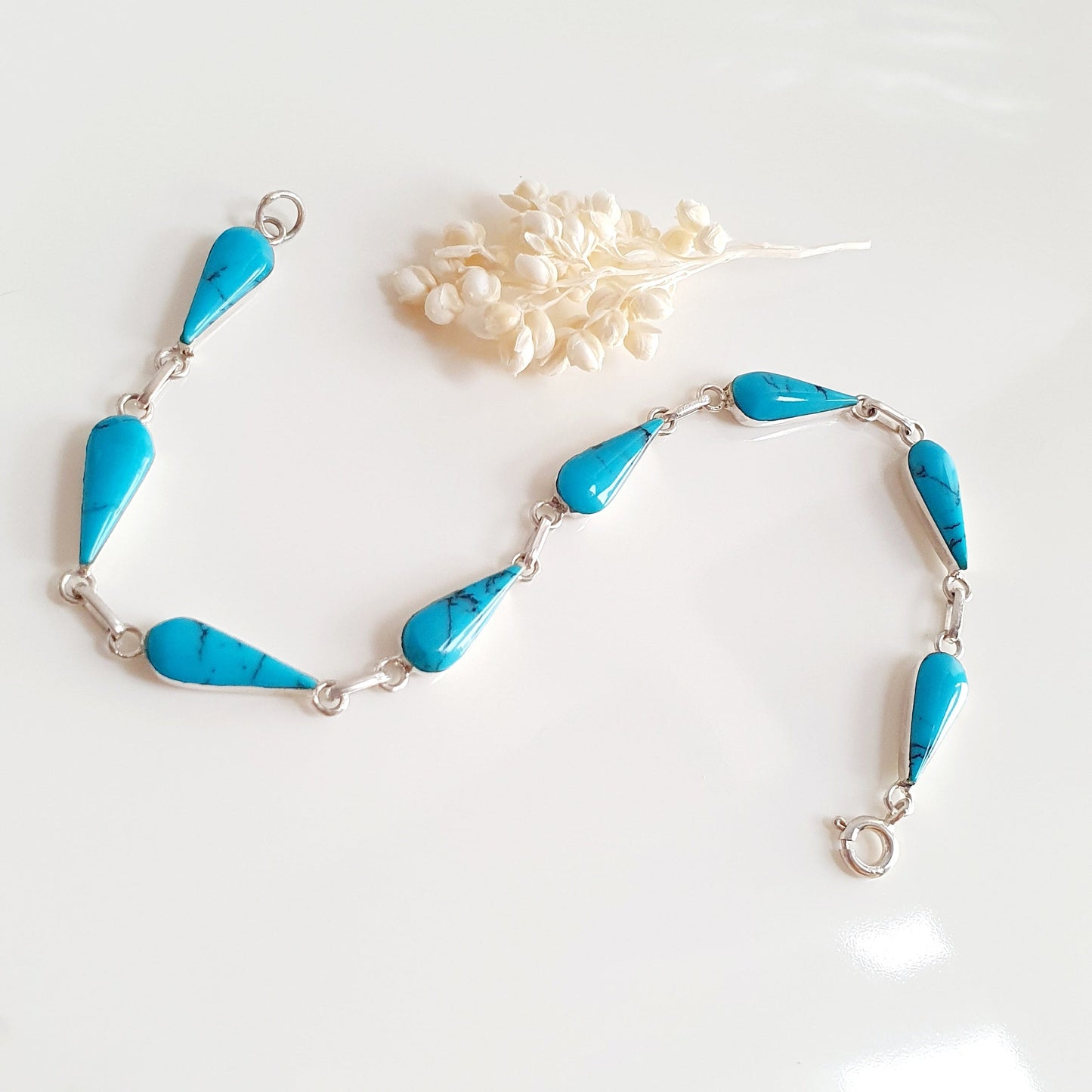 Pulsera Plata Gota Turquesa