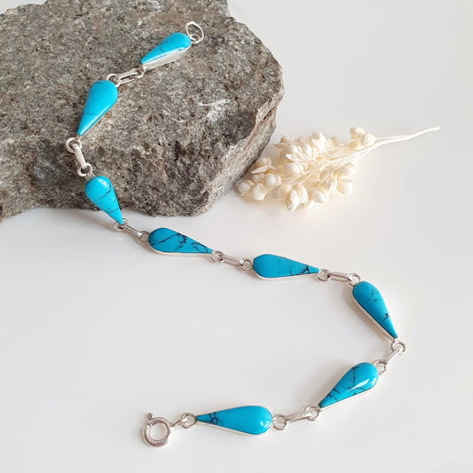 Pulsera Plata Gota Turquesa