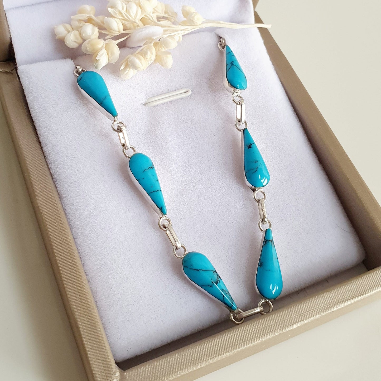 Pulsera Plata Gota Turquesa