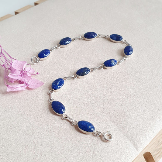 Pulsera Plata Obalo Lapislázuli