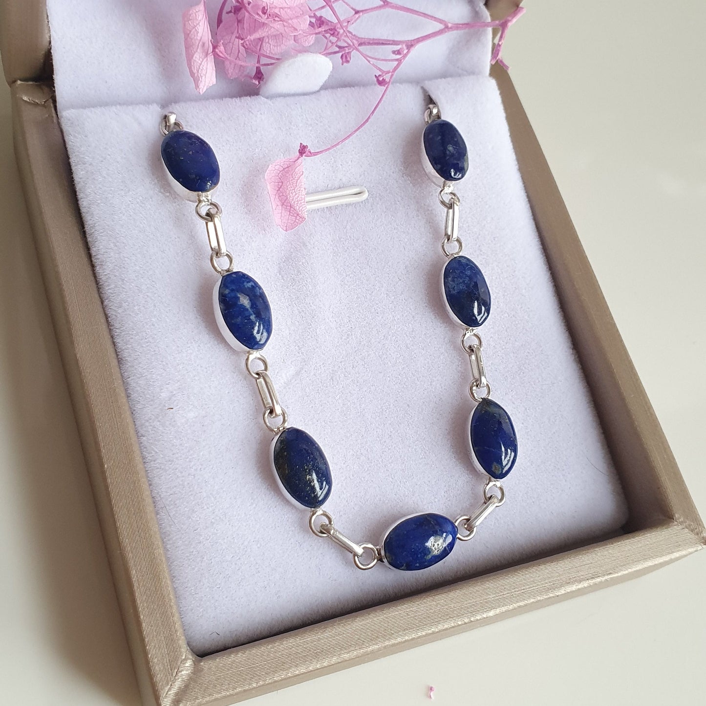 Pulsera Plata Obalo Lapislázuli