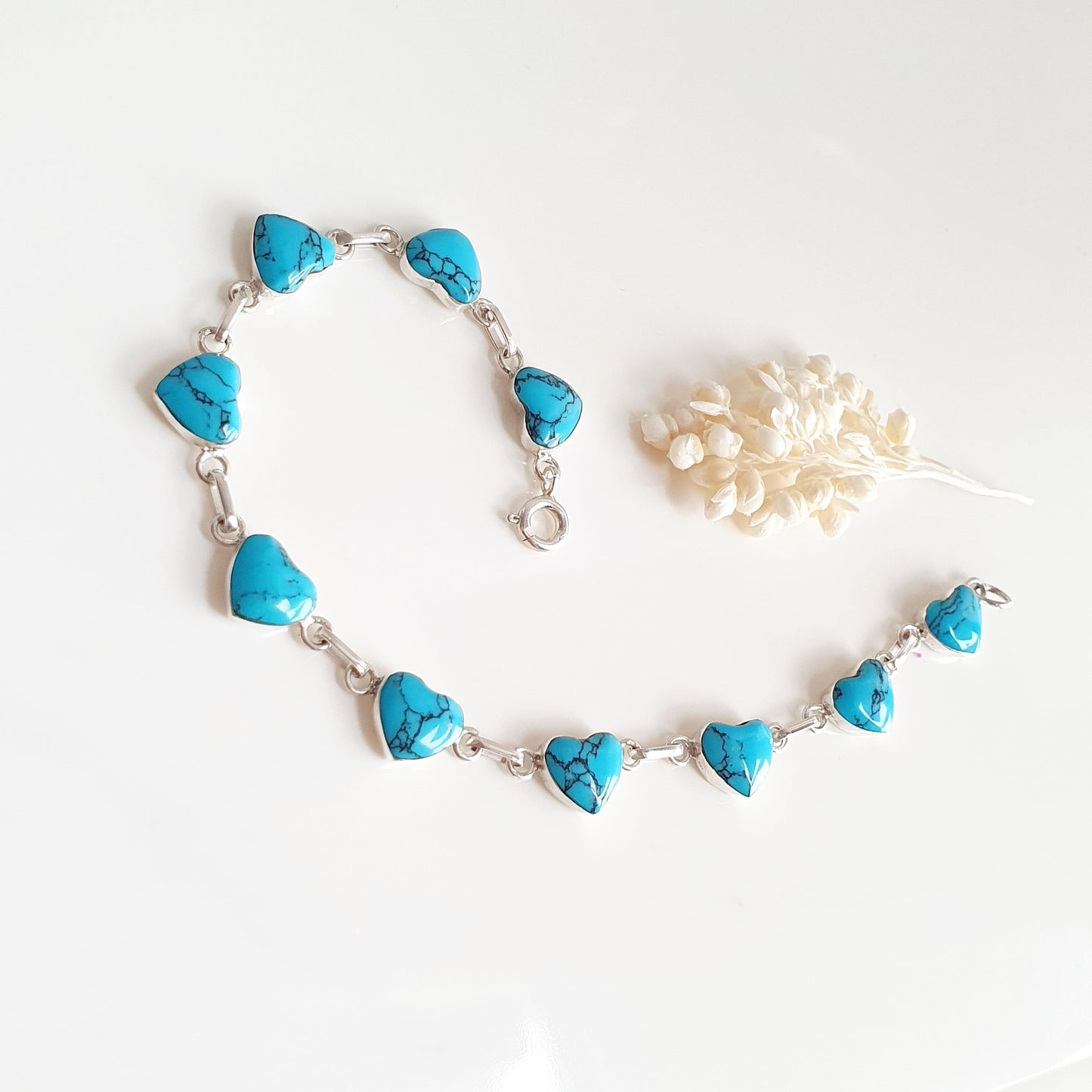Pulsera Plata Corazón Turquesa