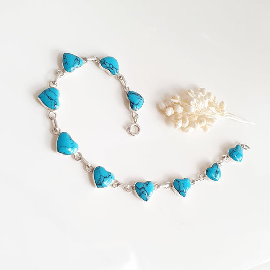 Pulsera Plata Corazón Turquesa