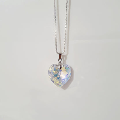Conjunto Corazón Plata con Cristal - Joyas Alicanto