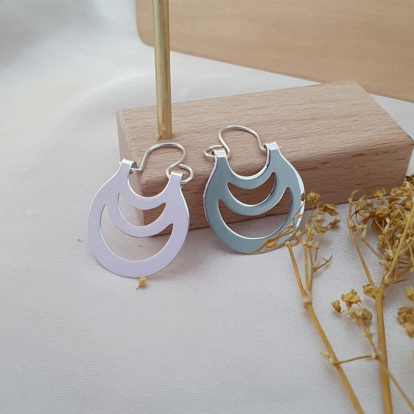 Aros Plata Mapuche Chaway 2 Lunas - Joyas Alicanto