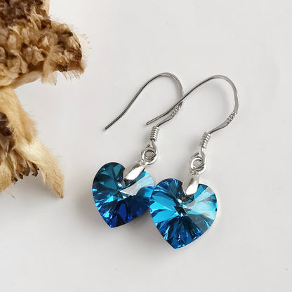 Aro Plata Cristal Corazón Azul - Joyas Alicanto