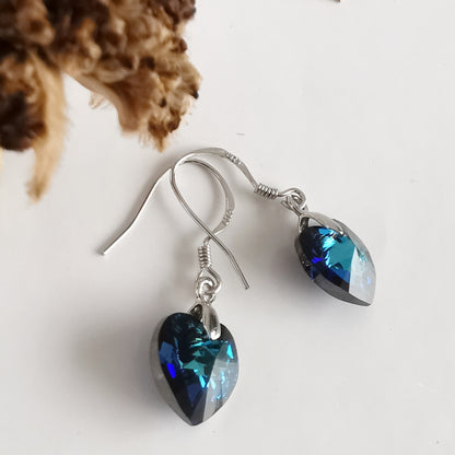 Aro Plata Cristal Corazón Azul - Joyas Alicanto