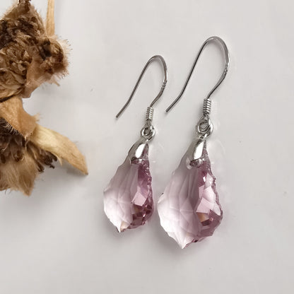 Aro Plata Cristal Gota Lila - Joyas Alicanto