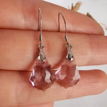Aro Plata Cristal Gota Lila - Joyas Alicanto