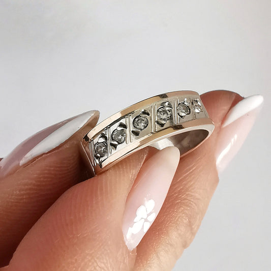 Anillo Cintillo Plata con Oro 18kt. - Joyas Alicanto