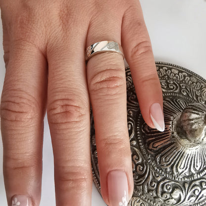 Anillo Alianza Plata con Oro 18kl - Joyas Alicanto