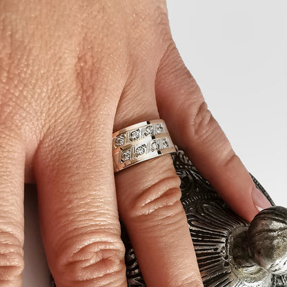 Anillo Plata Doble Cintillo con Oro 18kl. - Joyas Alicanto
