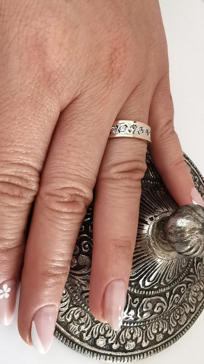 Anillo Cintillo Plata con Oro 18kt. - Joyas Alicanto