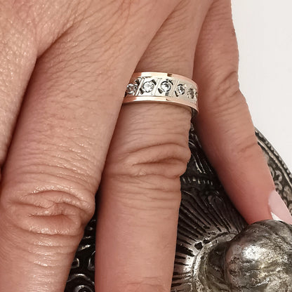 Anillo Cintillo Plata con Oro 18kt. - Joyas Alicanto
