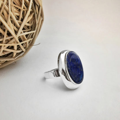 Anillo Lapidado Piedra Lapislázuli. - Joyas Alicanto