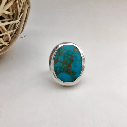 Anillo Lapidado Piedra Turquesa - Joyas Alicanto