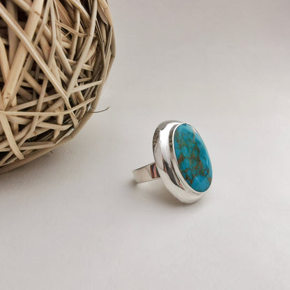 Anillo Lapidado Piedra Turquesa - Joyas Alicanto