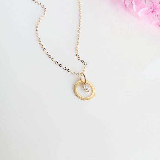 Collar Oro 14kl Punto Luz Corazón