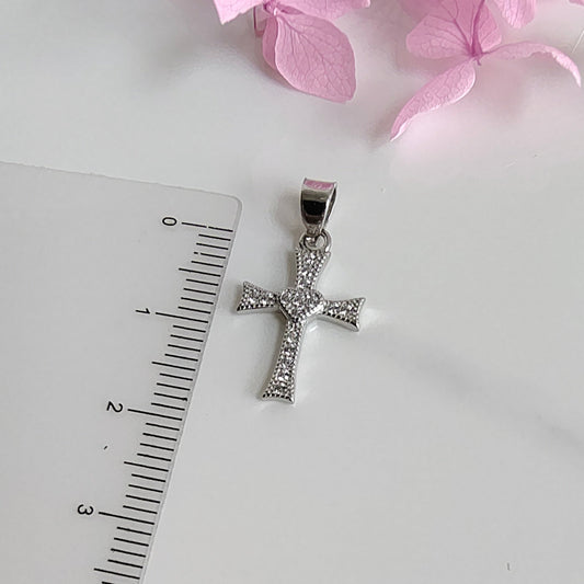 Cruz de Plata y Circón  15 mm