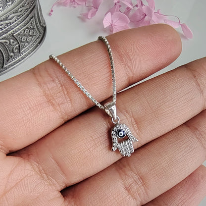 Medalla Mano de Fátima de Plata y Circón 10mm