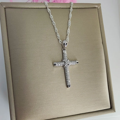 Cruz Plata con Microcircones 25mm