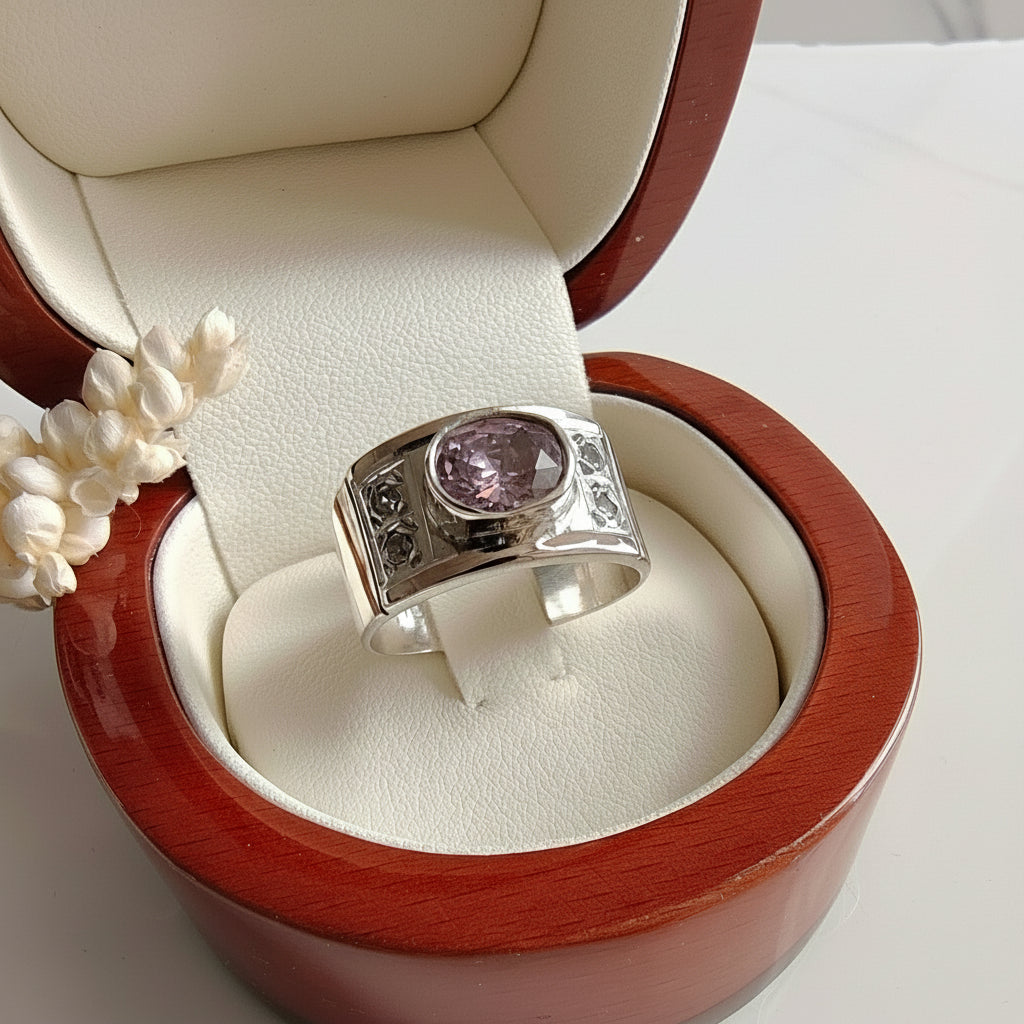Anillo Rosa Plata con Oro 18kl.