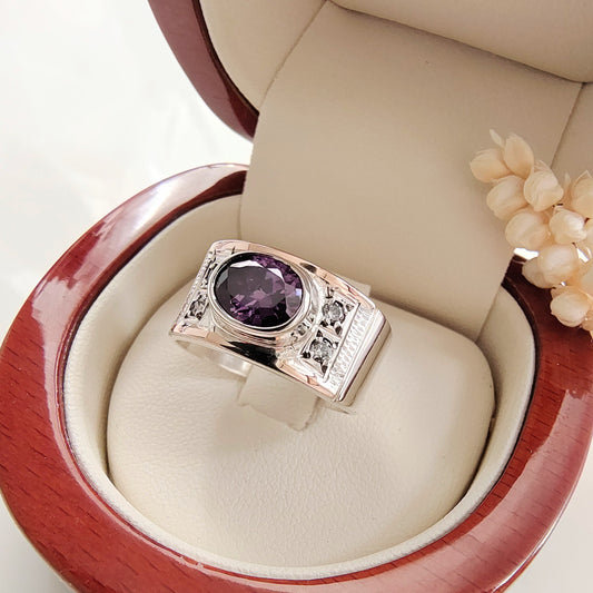 Anillo Lila Plata con Oro 18kl.