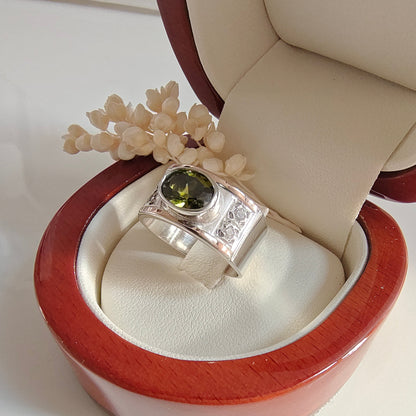 Anillo Oliva Plata con Oro 18kl.