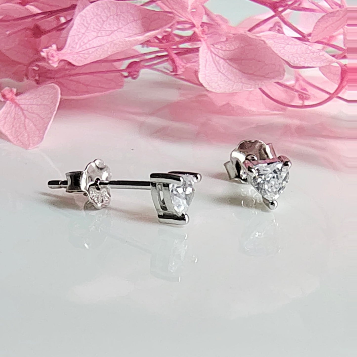 Conjunto Plata  Punto de Luz Corazón