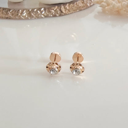 Aros Oro 14kl. Flor Blanca 5mm