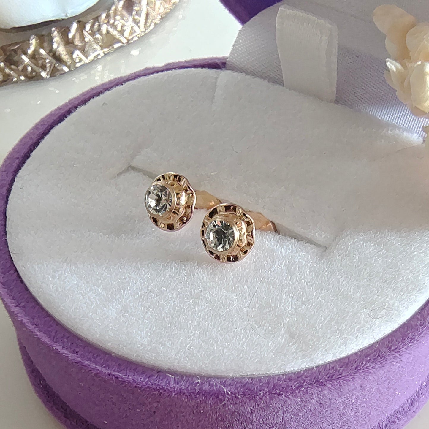 Aros Oro 14kl. Flor Blanca 5mm