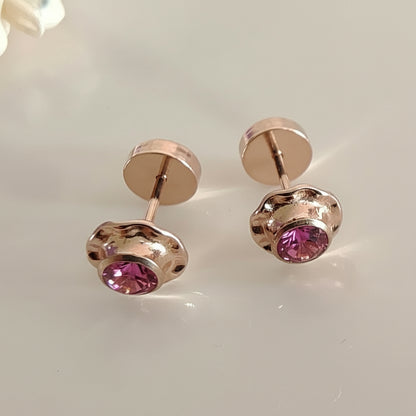 Aros Oro 14kl. Flor Rosa 7mm