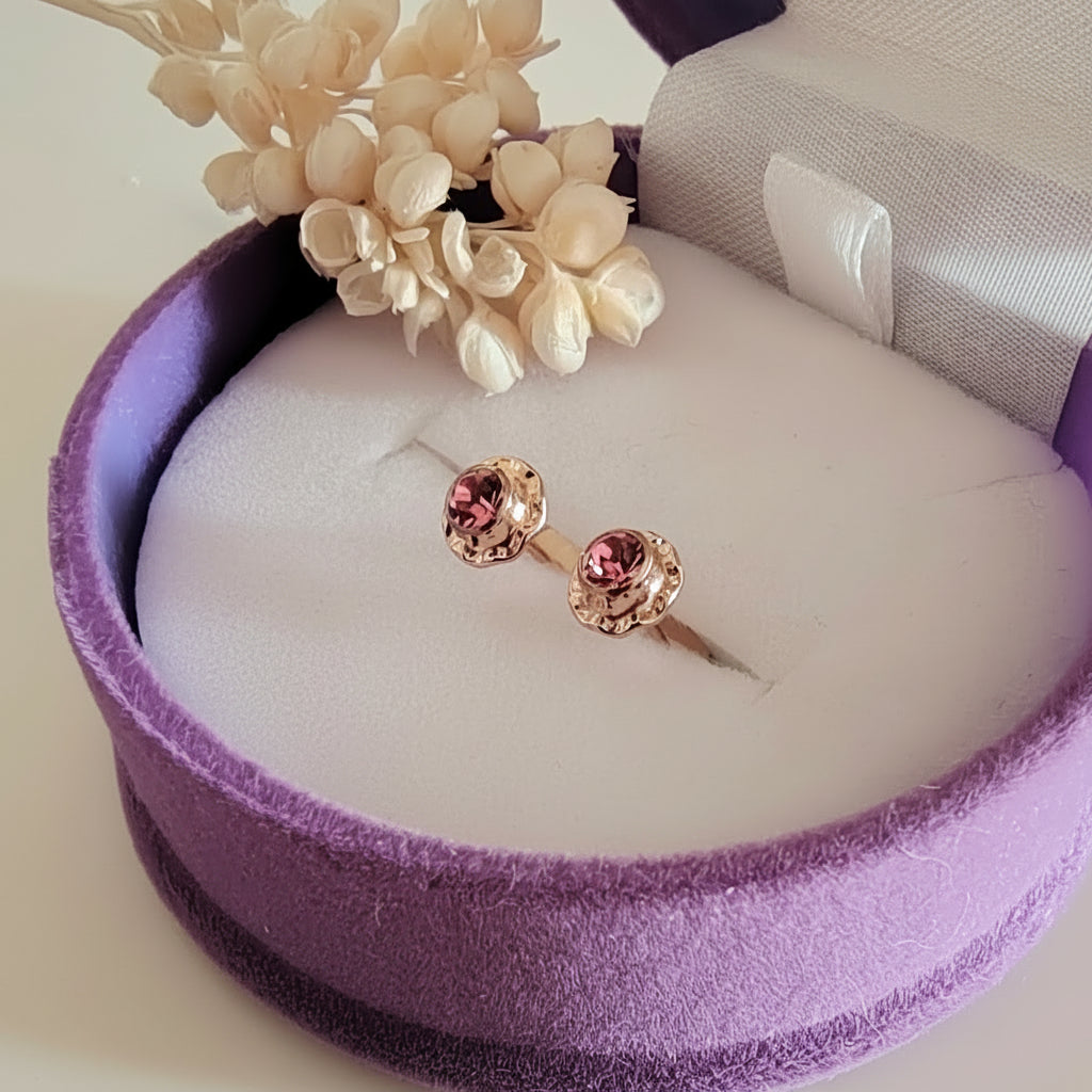 Aros Oro 14kl. Flor Rosa 5mm