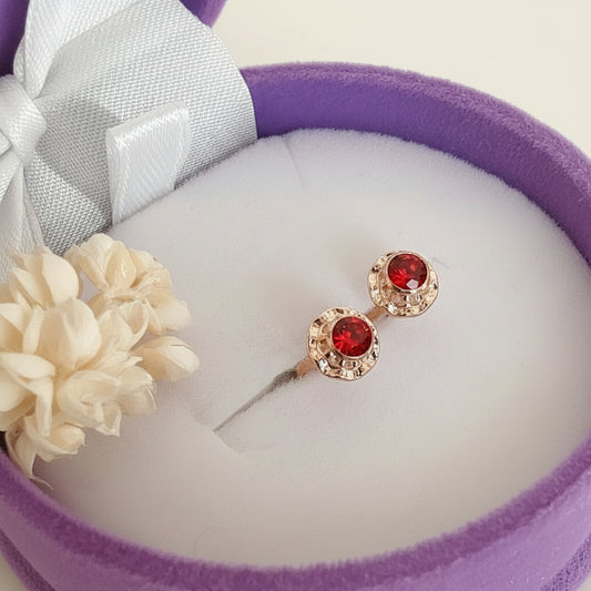 Aros Oro 14kl. Flor Roja 5mm