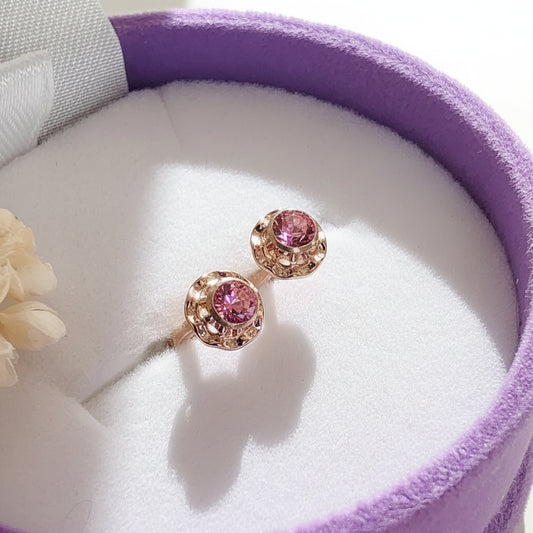 Aros Oro 14kl. Flor Rosa 5mm
