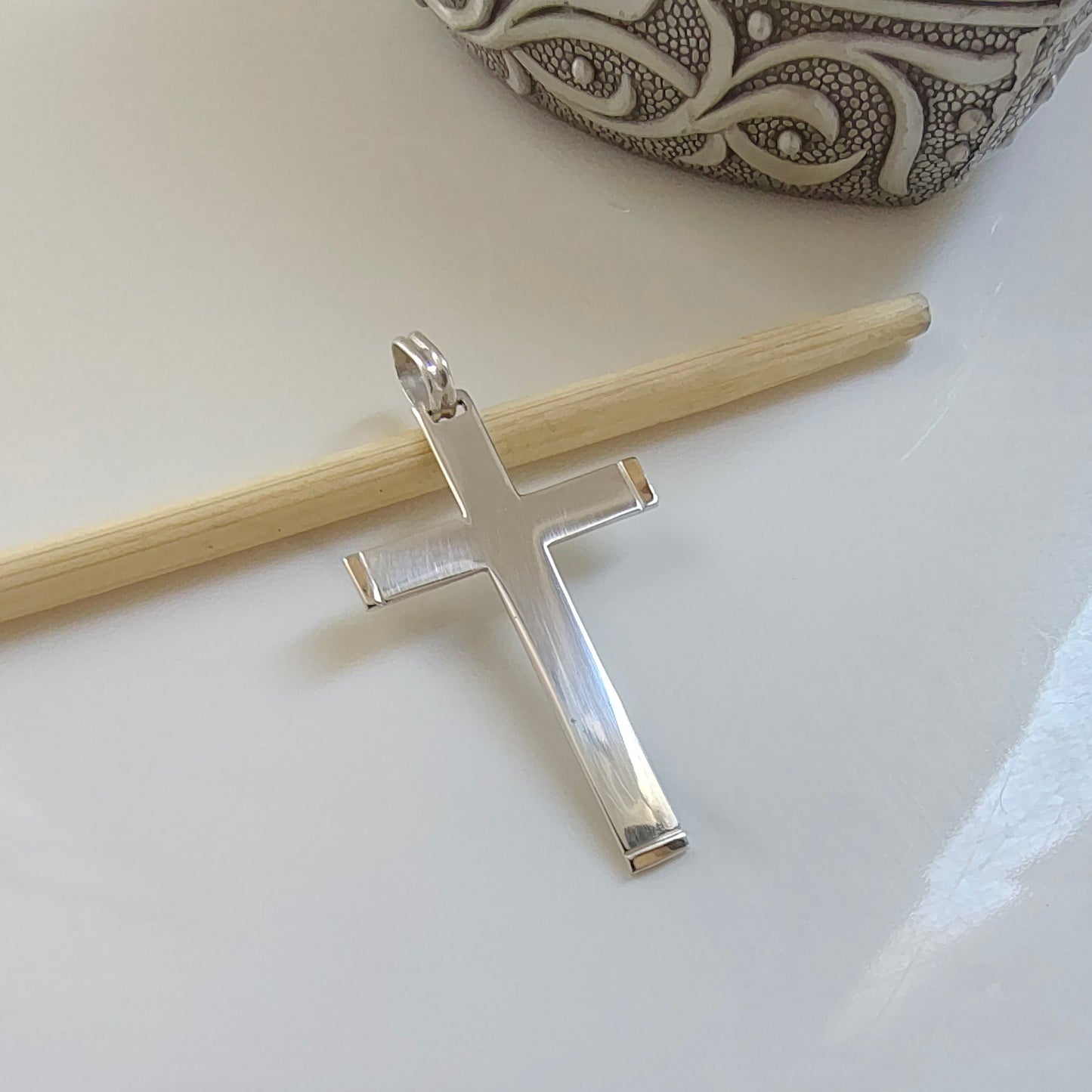 Cruz Plata Plana 40mm