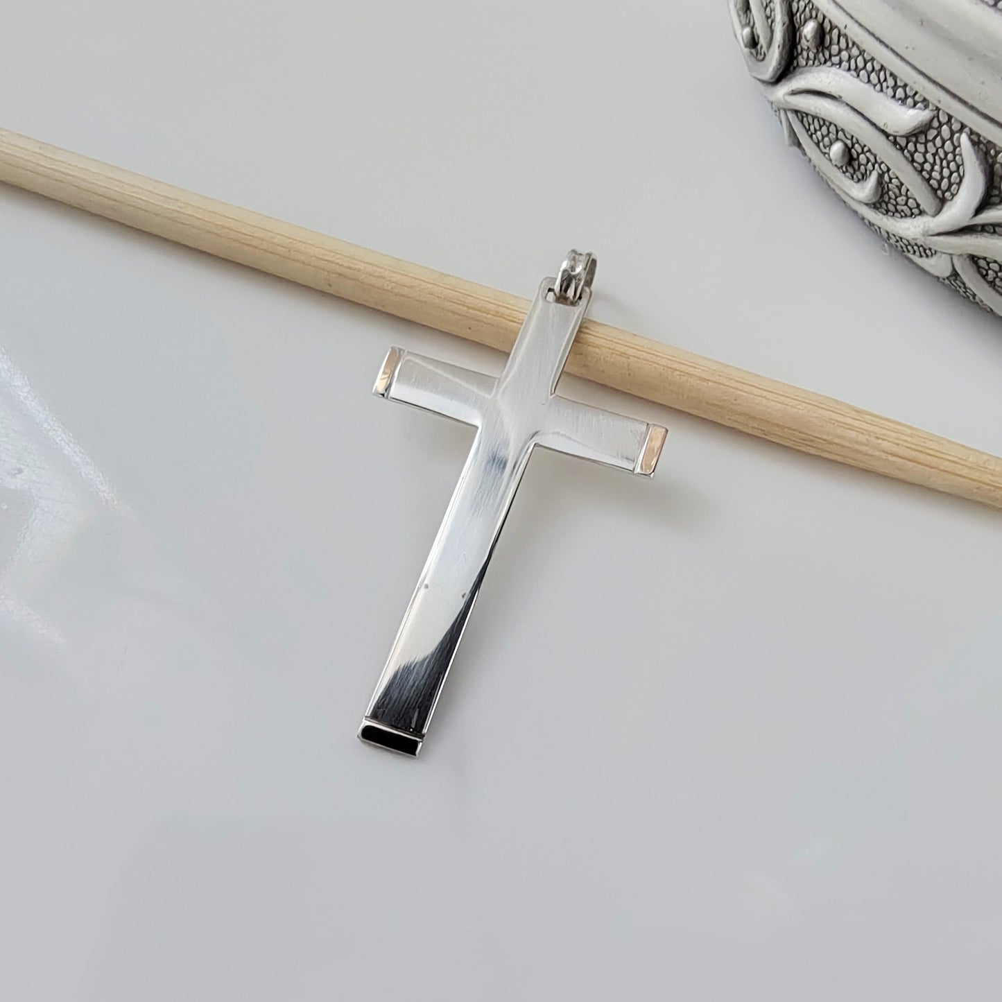 Cruz Plata Plana 40mm