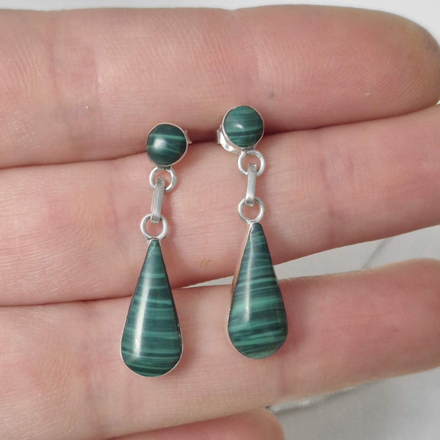 Conjunto de Plata 950 y Malaquita en Gota | Hecho a Mano en Chile