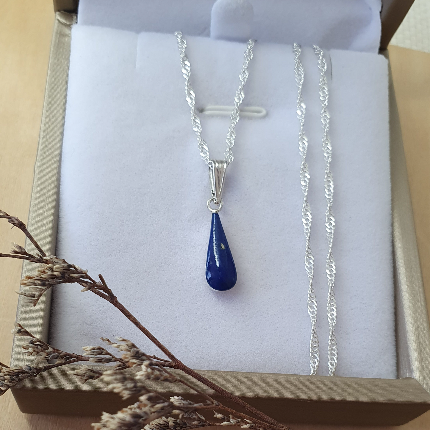 Colgante Plata Mini Gota Lapislazuli.